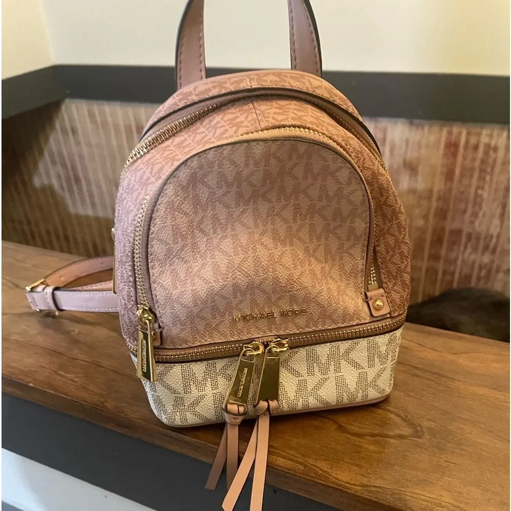 Michael Kors Pink Logo Print Mini Backpack